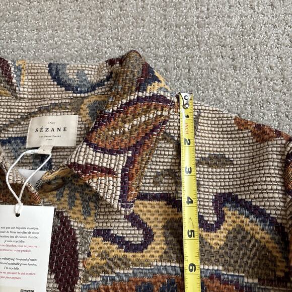 Sezane Will Jacket Jacquard Wisteria Brown Floral Women’s Sz Large Button NWT - Picture 8 of 11